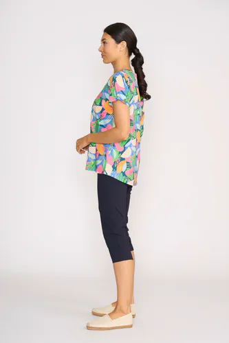 Model wearing True Navy Pant - 3/4 By Esplanade Available at Beetees Nelson